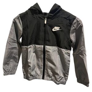 Nike Black and Light Gray Colorblock Hooded Windbreaker